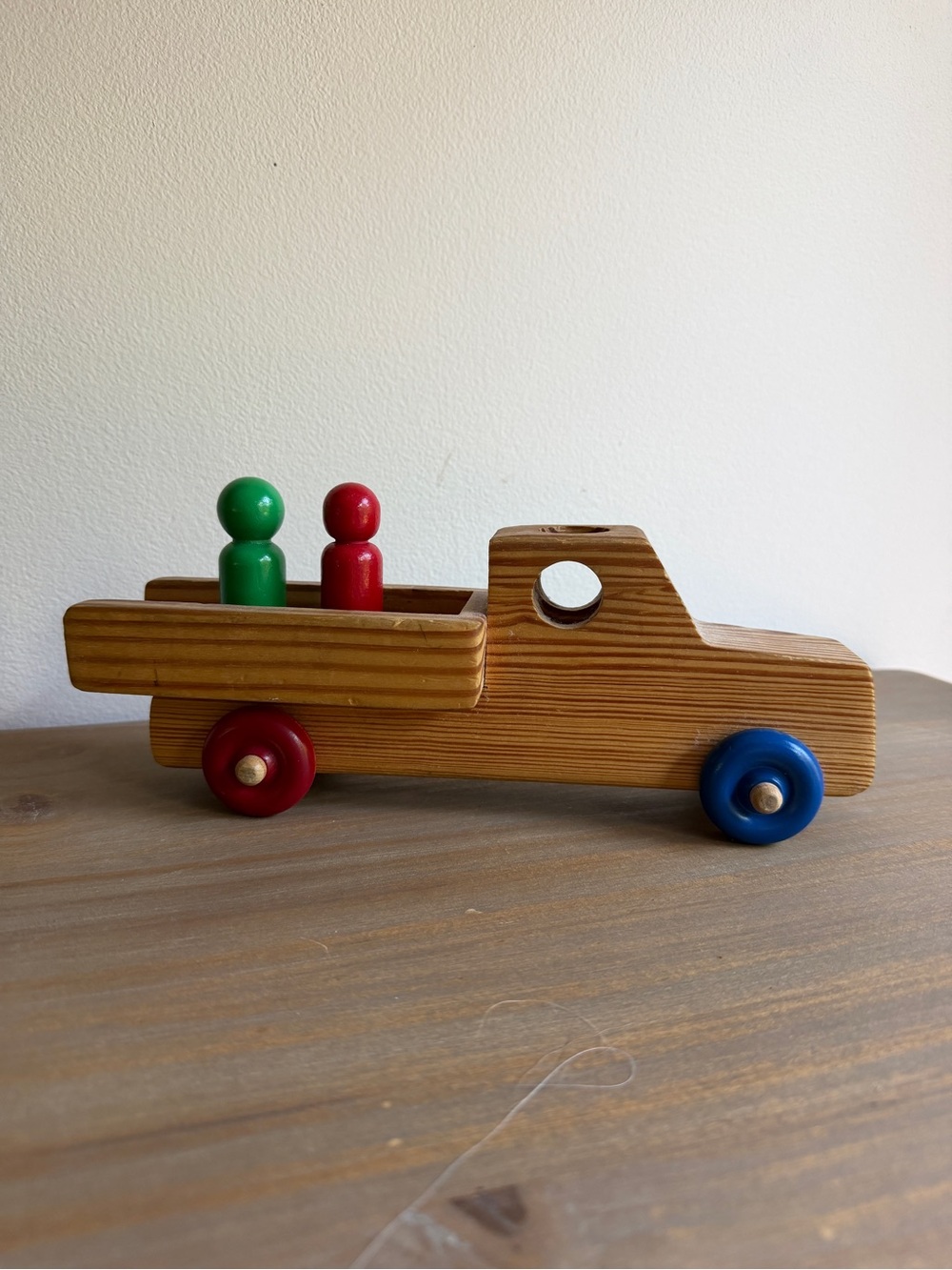 Wooden Pickup Toy Truck with Blue, Red and Green Pegs